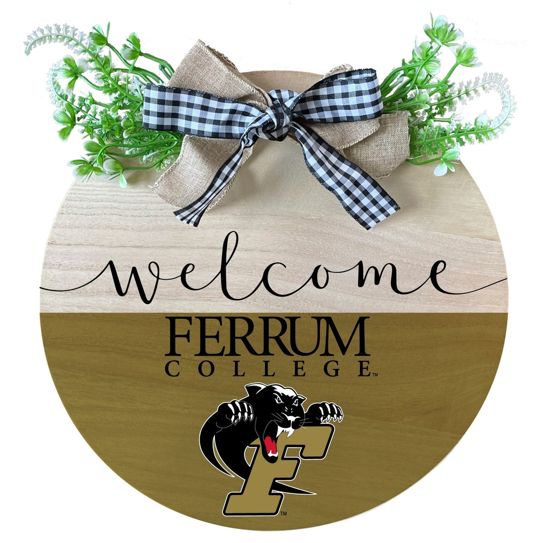 Ferrum College Wooden Wreath Welcome Sign Officially Licensed Collegiate Product Image 1