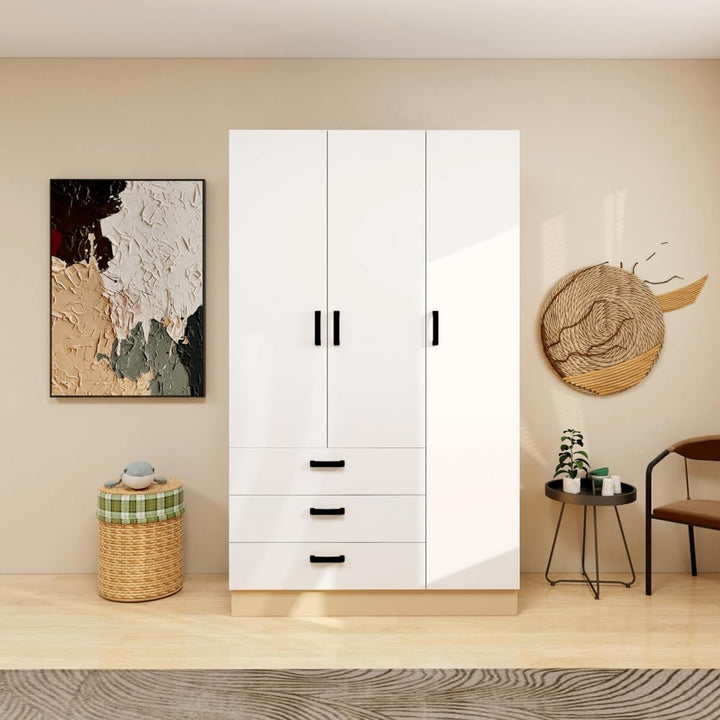 Livelylodge Armoire Wardrobe Closet, Wardrobe Closet with 3 Doors, Bedroom Armoires with Hanging Rod, Wardrobe Cabinet Image 1