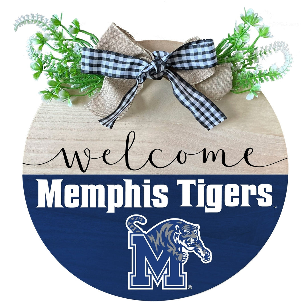 Memphis Tigers Wooden Wreath Welcome Sign Officially Licensed Collegiate Product Image 1