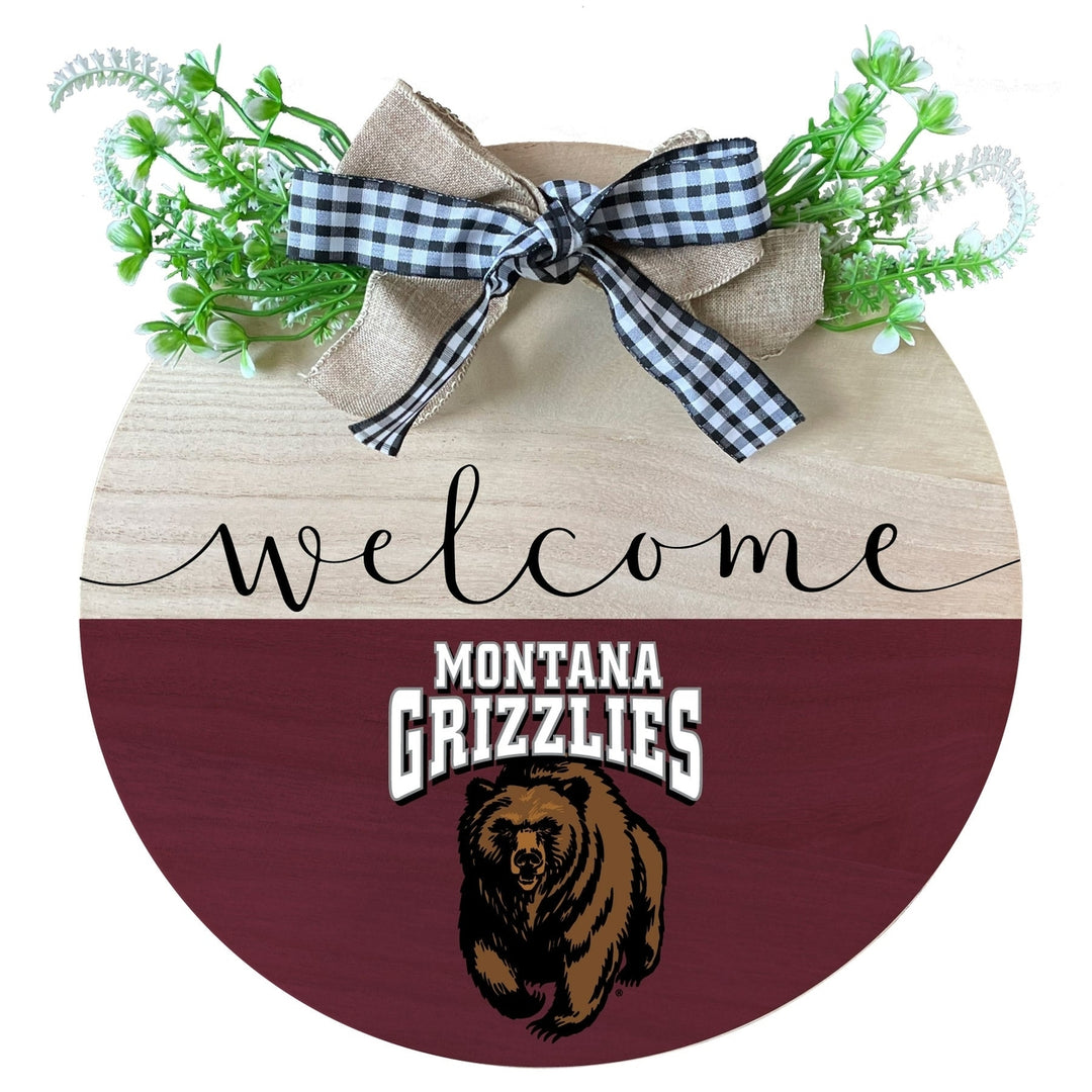 Montana University Wooden Wreath Welcome Sign Officially Licensed Collegiate Product Image 1