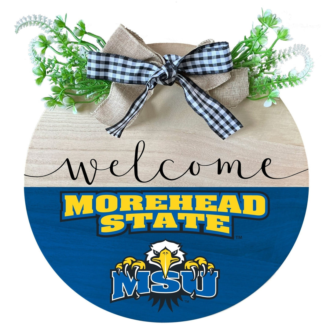 Morehead State University Wooden Wreath Welcome Sign Officially Licensed Collegiate Product Image 1