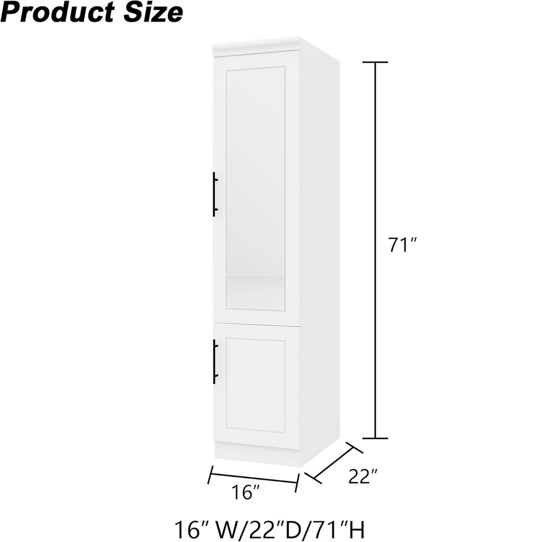 Wood Wardrobe Closet Armoire with Hanging Rod and Storage Cabinet for Bedroom Image 2