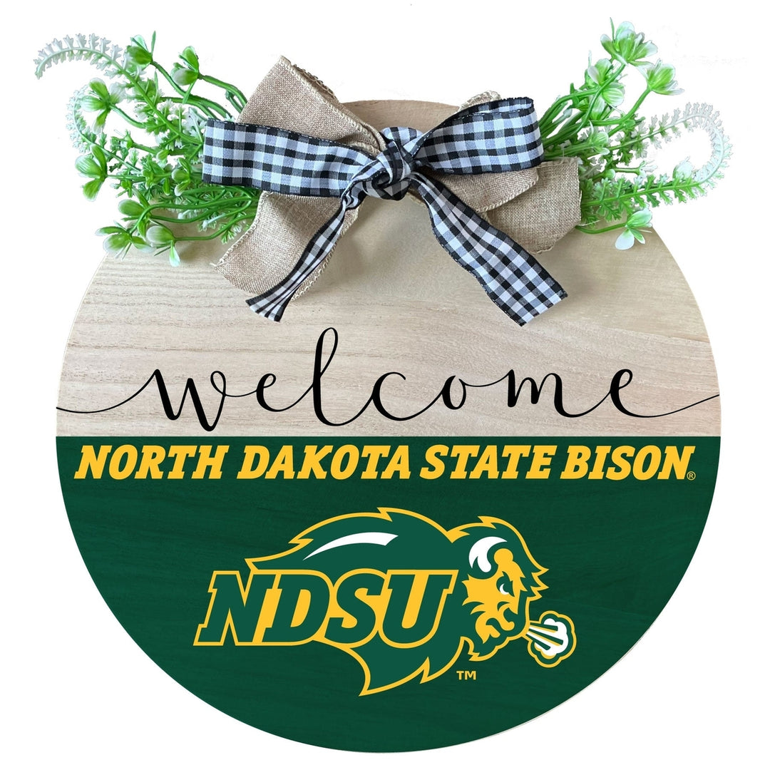 North Dakota State Bison Wooden Wreath Welcome Sign Officially Licensed Collegiate Product Image 1