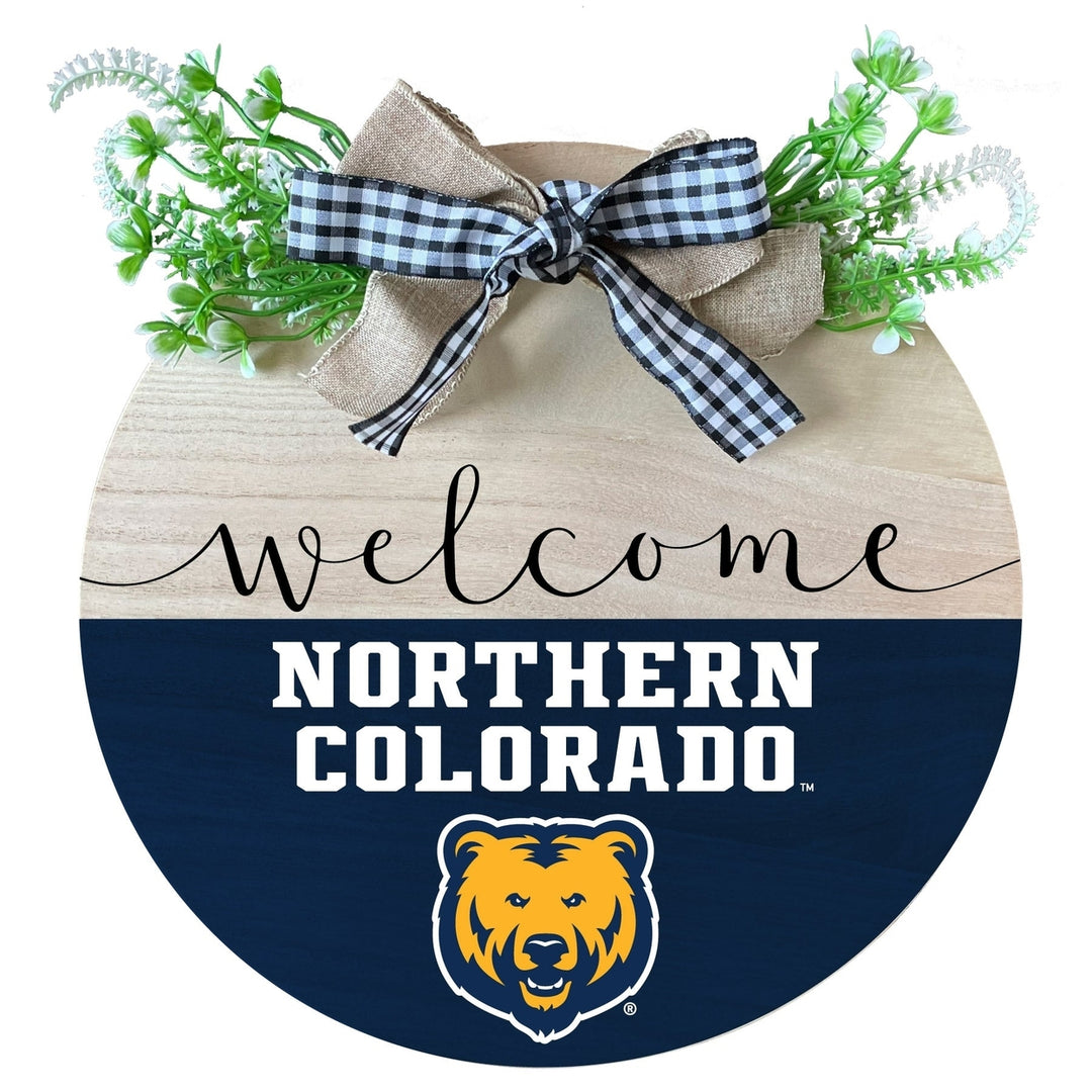 Northern Colorado Bears Wooden Wreath Welcome Sign Officially Licensed Collegiate Product Image 1