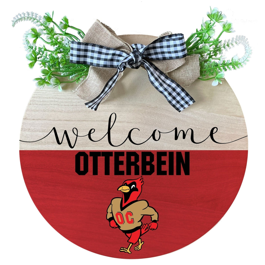 Otterbein University Wooden Wreath Welcome Sign Officially Licensed Collegiate Product Image 1