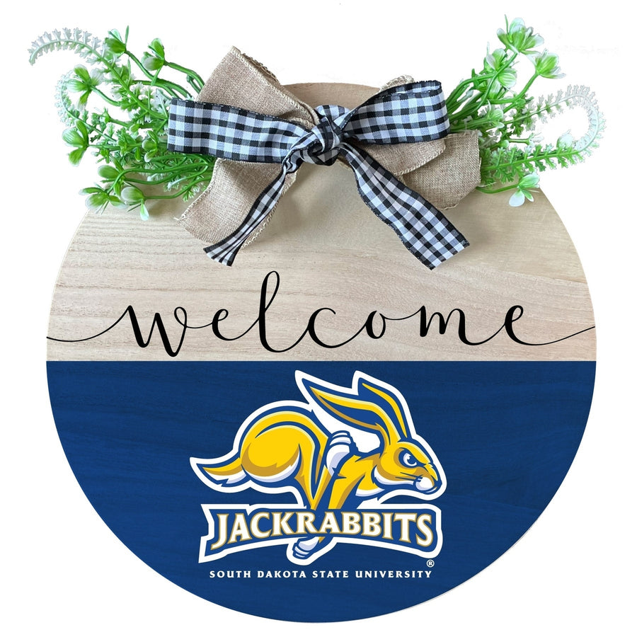 South Dakota State Jackrabbits Wooden Wreath Welcome Sign Officially Licensed Collegiate Product Image 1