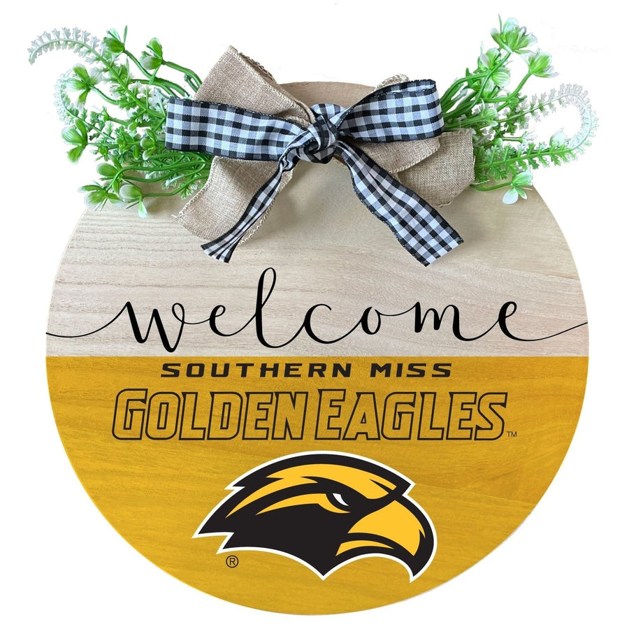 Southern Mississippi Golden Eagles Wooden Wreath Welcome Sign Officially Licensed Collegiate Product Image 1