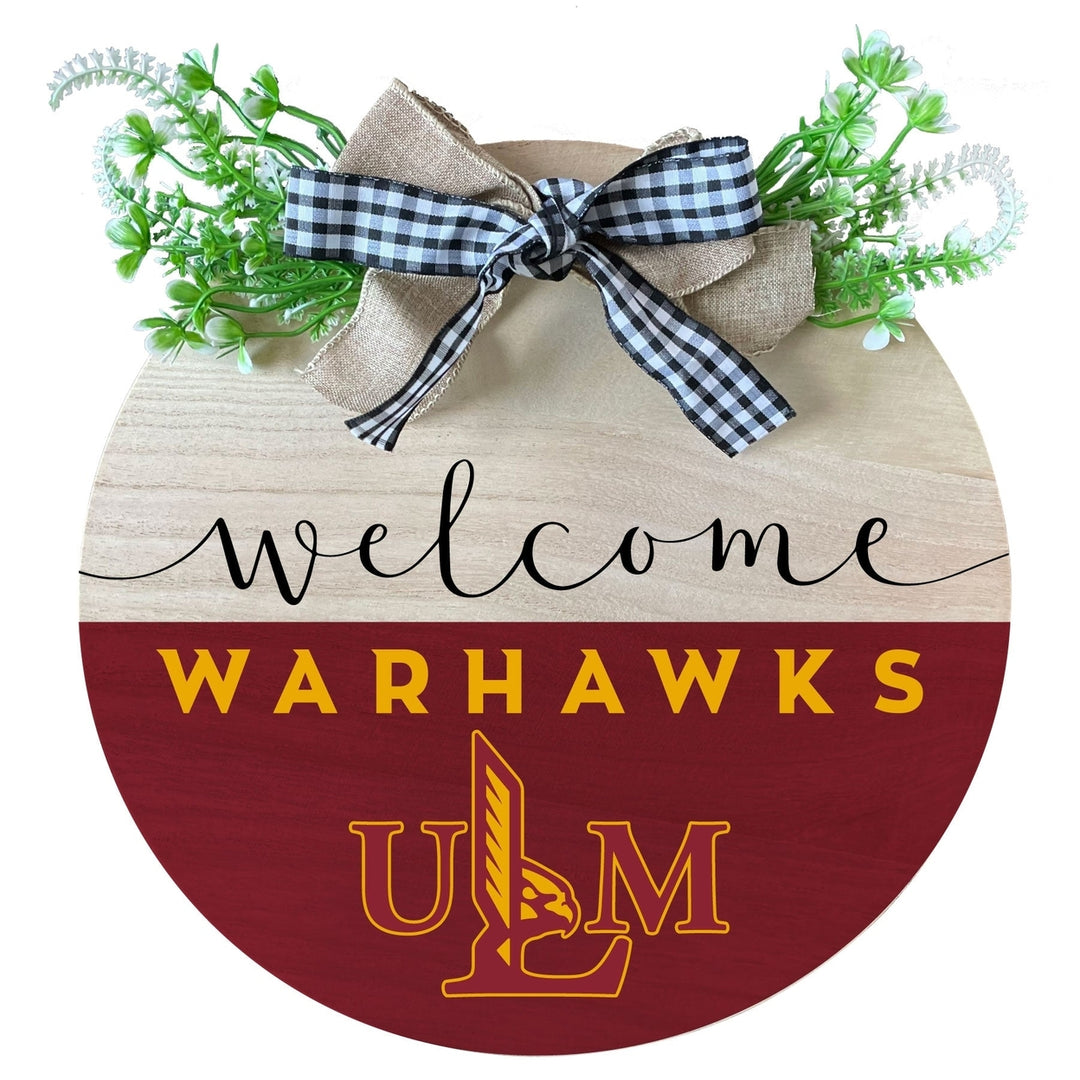 University of Louisiana Monroe Wooden Wreath Welcome Sign Officially Licensed Collegiate Product Image 1