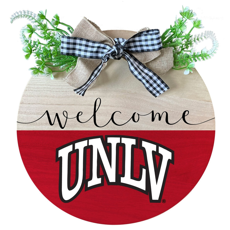 UNLV Rebels Wooden Wreath Welcome Sign Officially Licensed Collegiate Product Image 1