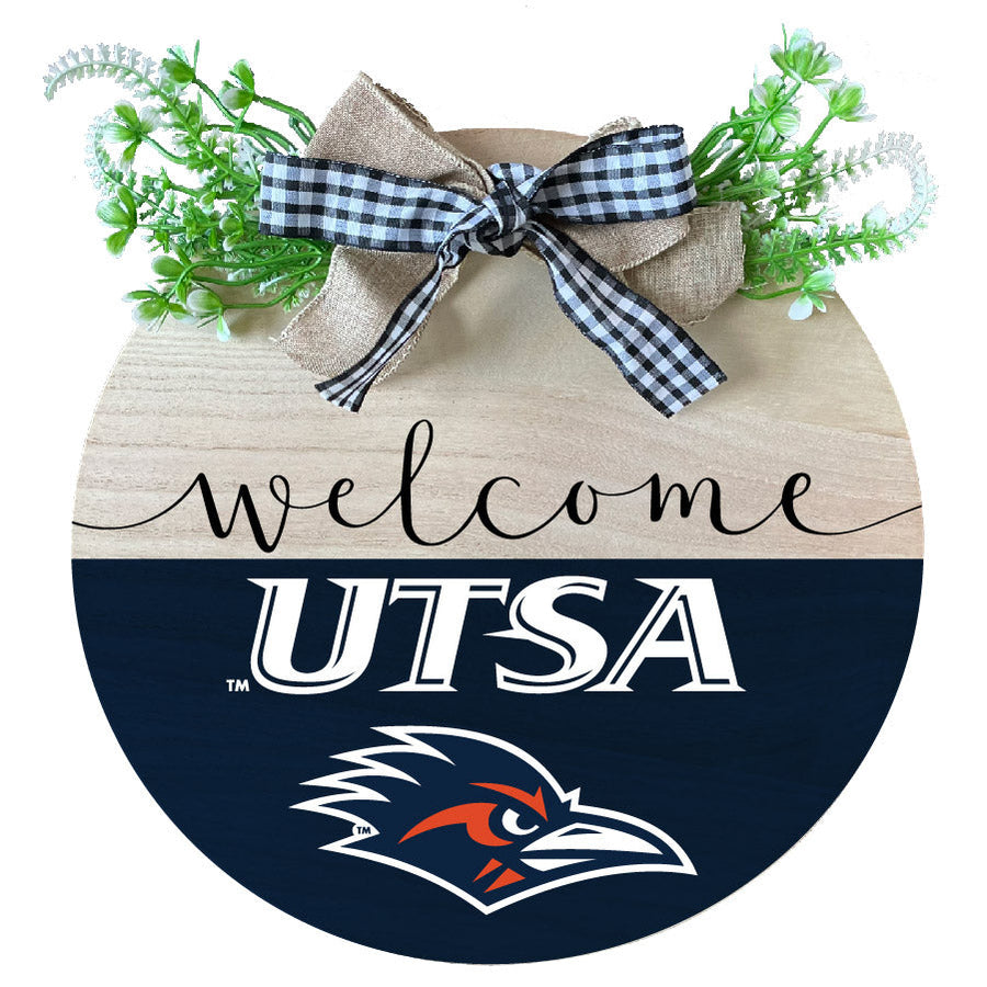 UTSA Road Runners Wooden Wreath Welcome Sign Officially Licensed Collegiate Product Image 1