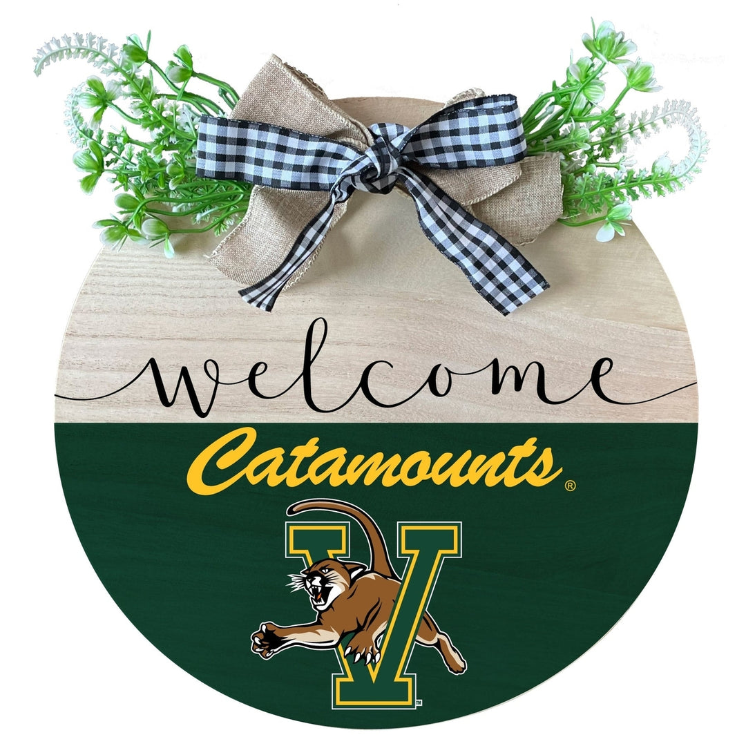 Vermont Catamounts Wooden Wreath Welcome Sign Officially Licensed Collegiate Product Image 1