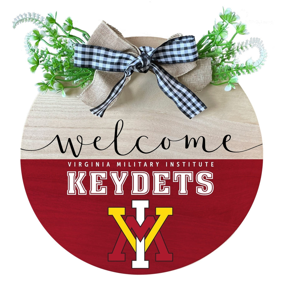 VMI Keydets Wooden Wreath Welcome Sign Officially Licensed Collegiate Product Image 1