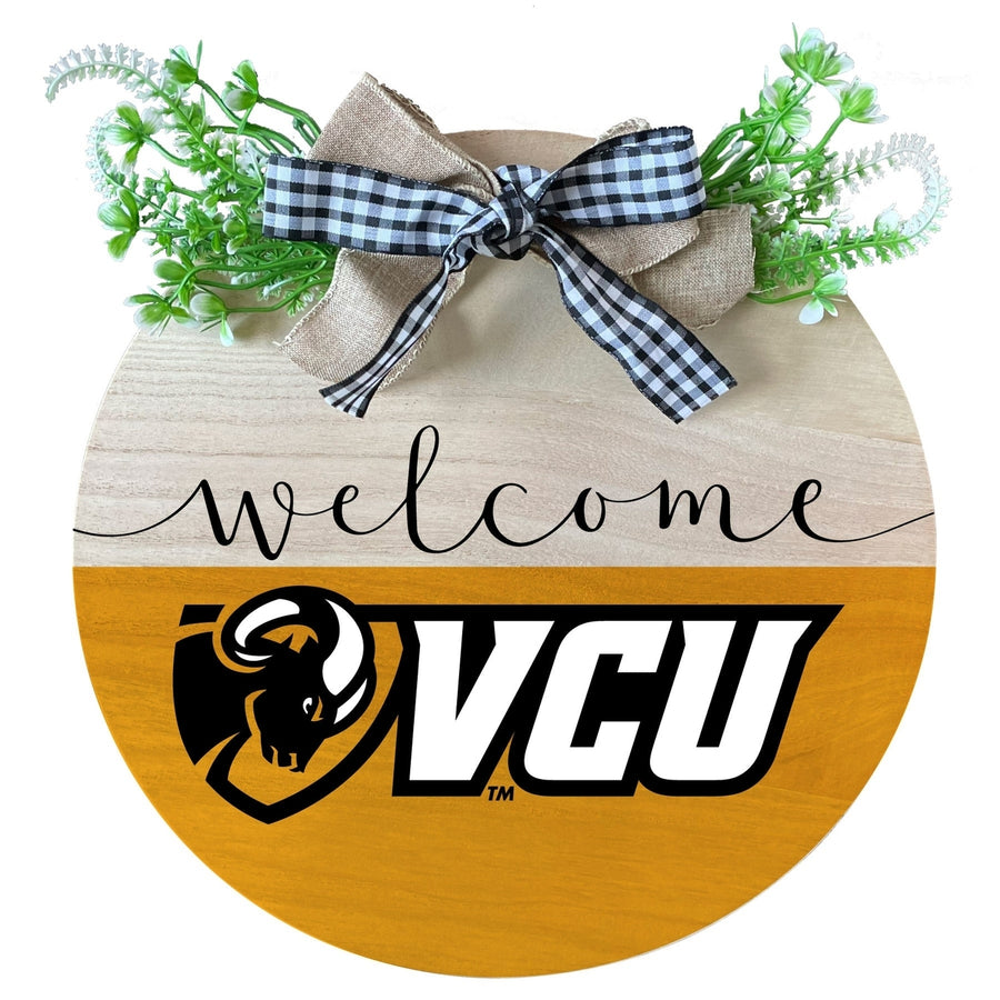 Virginia Commonwealth Wooden Wreath Welcome Sign Officially Licensed Collegiate Product Image 1