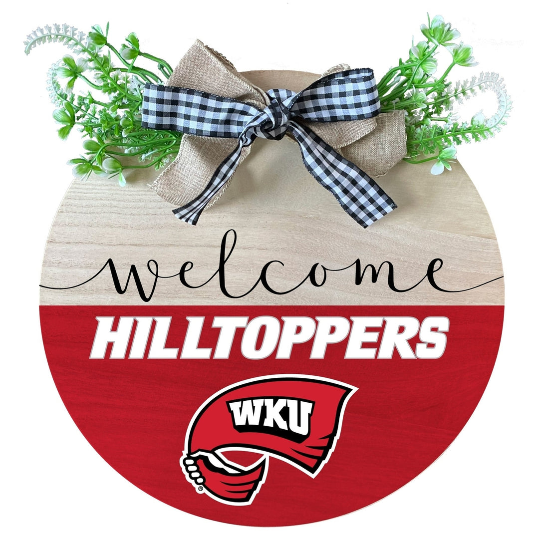 Western Kentucky Hilltoppers Wooden Wreath Welcome Sign Officially Licensed Collegiate Product Image 1