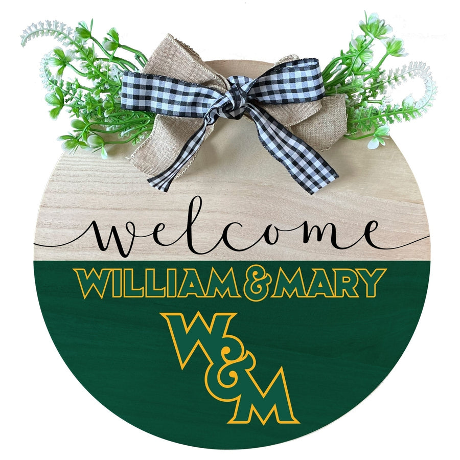 William and Mary Wooden Wreath Welcome Sign Officially Licensed Collegiate Product Image 1