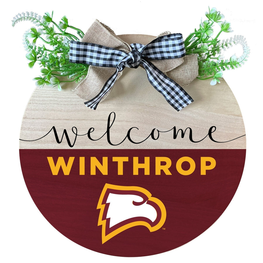 Winthrop University Wooden Wreath Welcome Sign Officially Licensed Collegiate Product Image 1