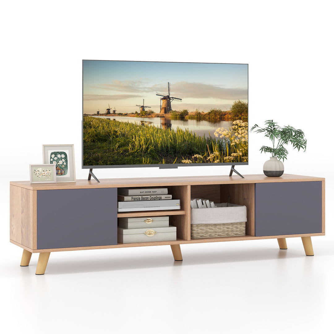 TV Stand for TVs up to 65 Modern Rustic TV Cabinet w/ Open Shelf TV Console Table Image 1