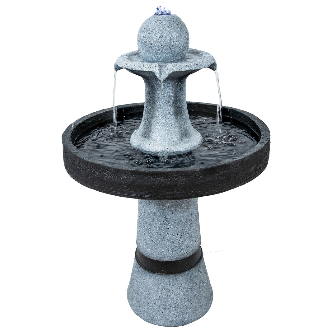 Sunnydaze Contemporary 2-Tone Outdoor Water Fountain with Light - 29.5" Image 6