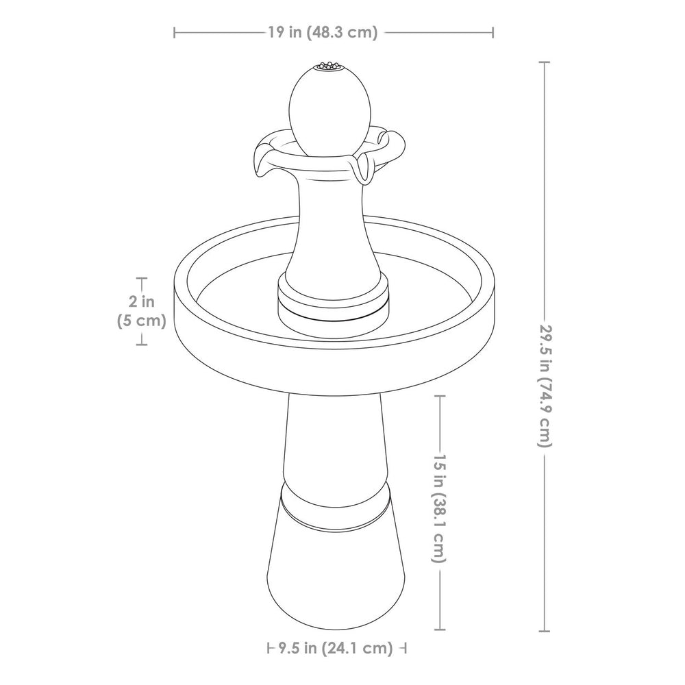 Sunnydaze Contemporary 2-Tone Outdoor Water Fountain with Light - 29.5" Image 2