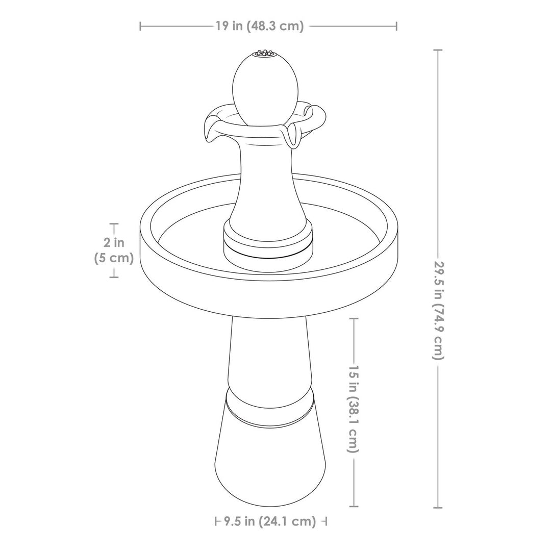 Sunnydaze Contemporary 2-Tone Outdoor Water Fountain with Light - 29.5" Image 2