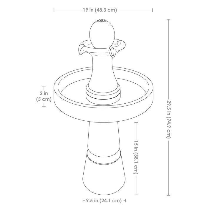 Sunnydaze Contemporary 2-Tone Outdoor Water Fountain with Light - 29.5" Image 2