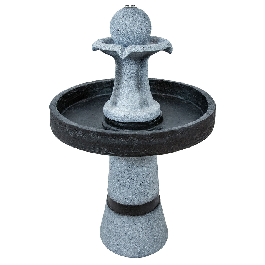 Sunnydaze Contemporary 2-Tone Outdoor Water Fountain with Light - 29.5" Image 1