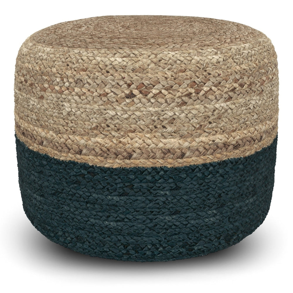 Simpli Home Lydia Round Pouf Woven Jute 18in Multi-Functional Foot Stool Image 2