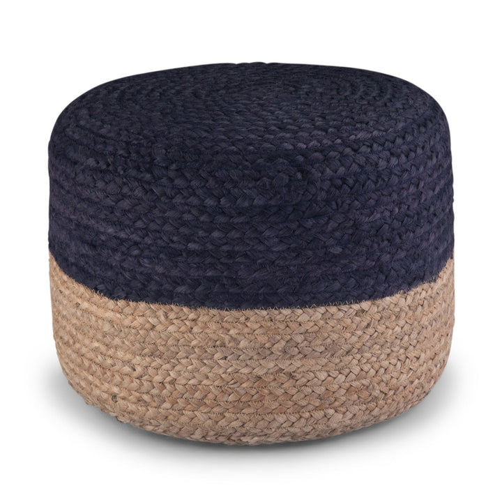 Simpli Home Lydia Round Pouf Woven Jute 18in Multi-Functional Foot Stool Image 3