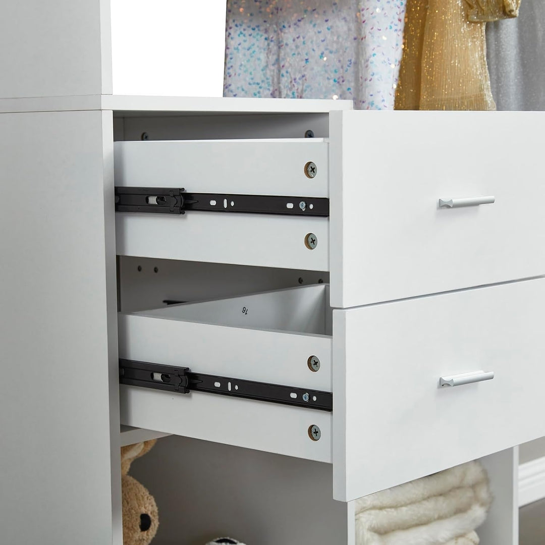 Livelylodge Wood Closet Organizer System: Walk-in Closet System Free Standing Closet with 2 Drawers with Shelves Hanging Image 5