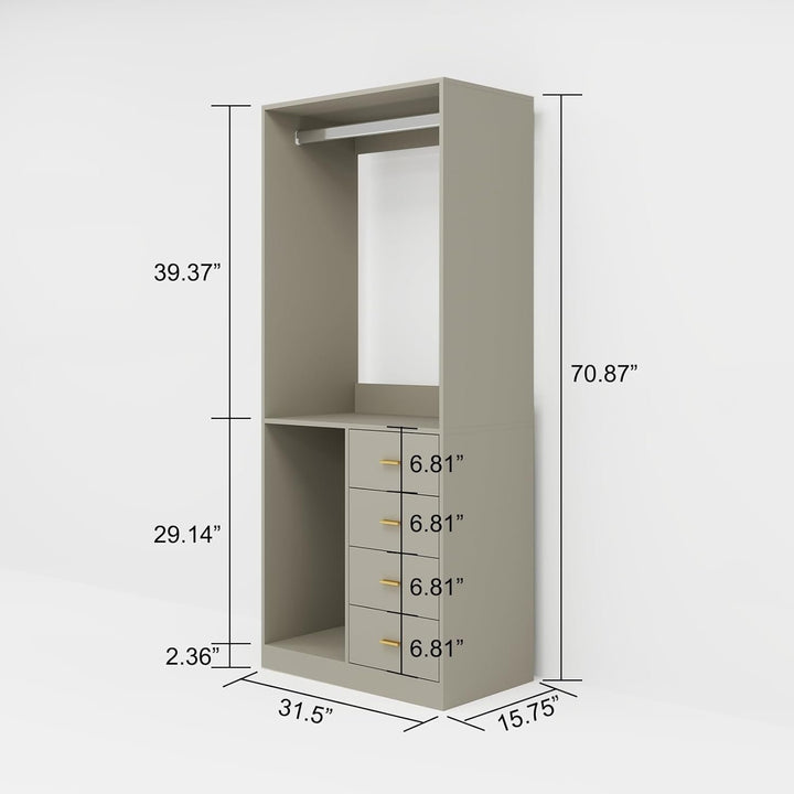 Closet Organizer System Grey Wall Mounted Shelves Drawers Modular Storage Unit Image 3