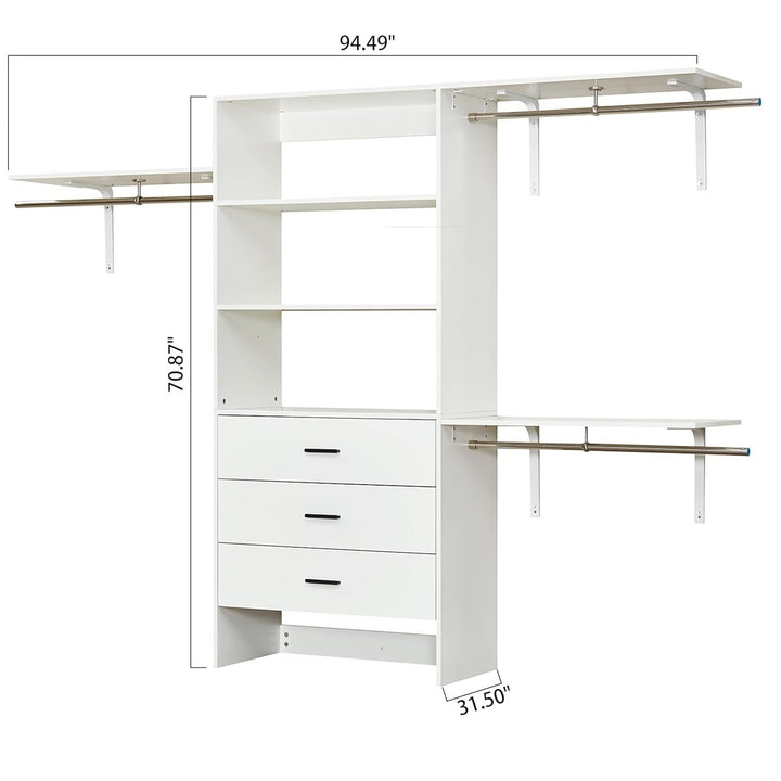 Wood Closet Organizer System with 3 Drawers and 3 Shelves for Walk-in Closets Image 3