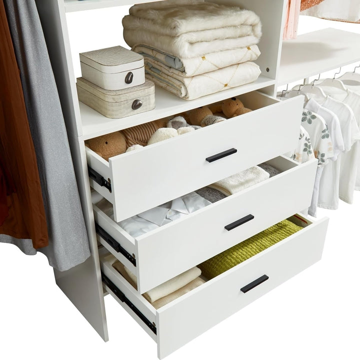 Wood Closet Organizer System with 3 Drawers and 3 Shelves for Walk-in Closets Image 5