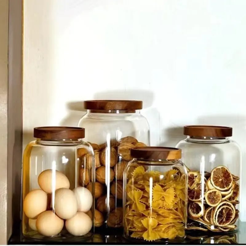 Large-Capacity Glass Jar with Wooden Lid Image 2