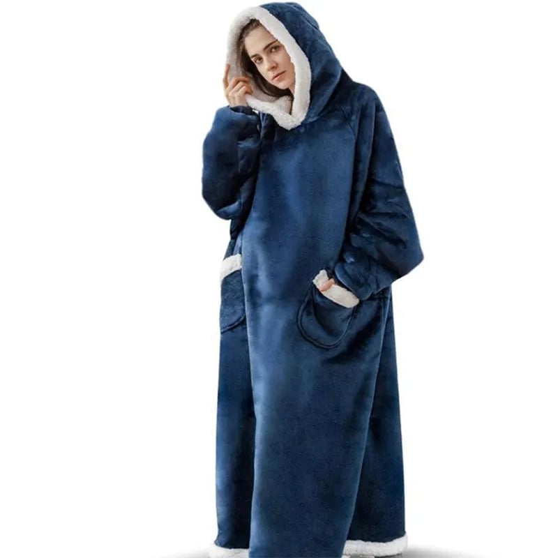 Super Long Flannel Blanket with Sleeves Winter Hoodies Image 1