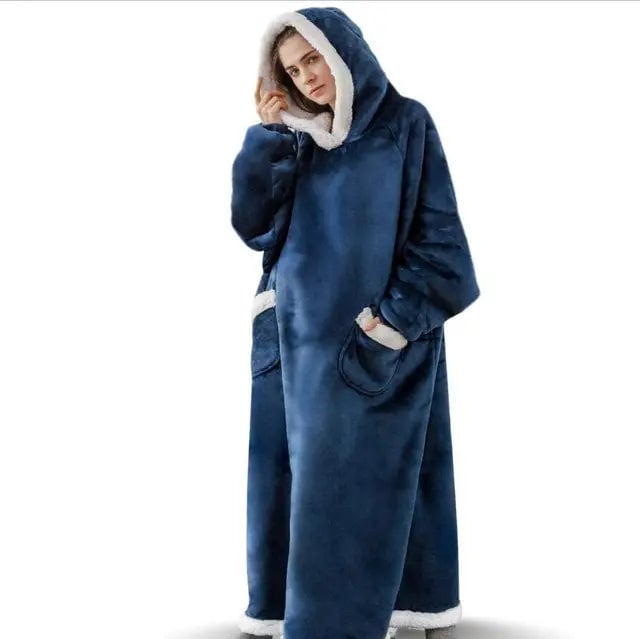 Super Long Flannel Blanket with Sleeves Winter Hoodies Image 4