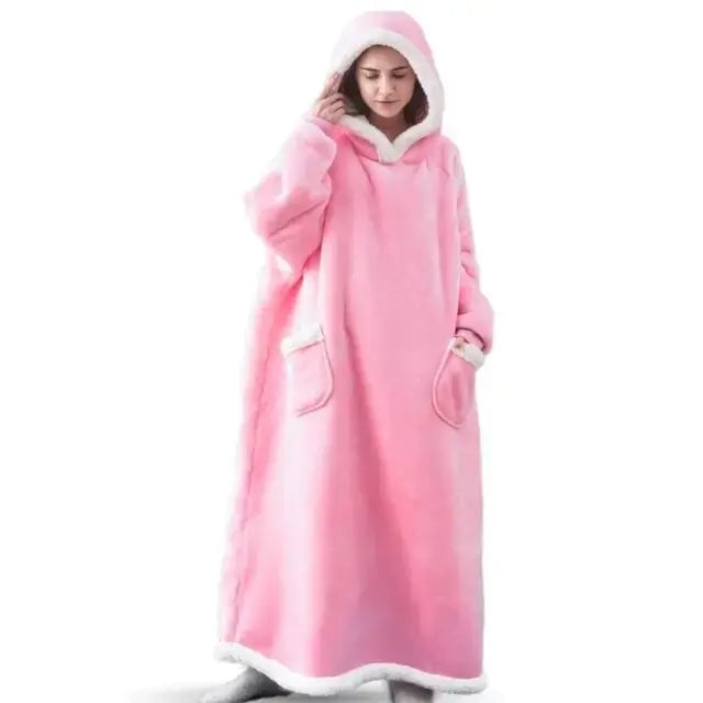 Super Long Flannel Blanket with Sleeves Winter Hoodies Image 10