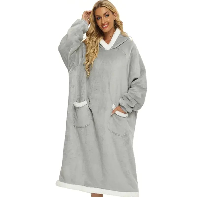 Super Long Flannel Blanket with Sleeves Winter Hoodies Image 12