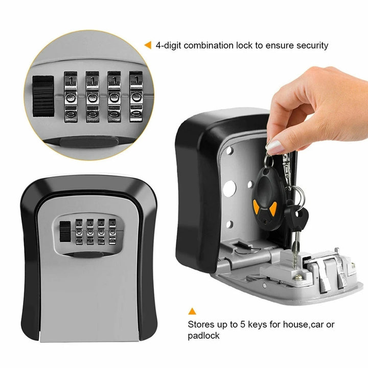 Wall Mount Key Lock Box 4 Digit Code Security Safe Grey Red Blue Green Orange Image 4