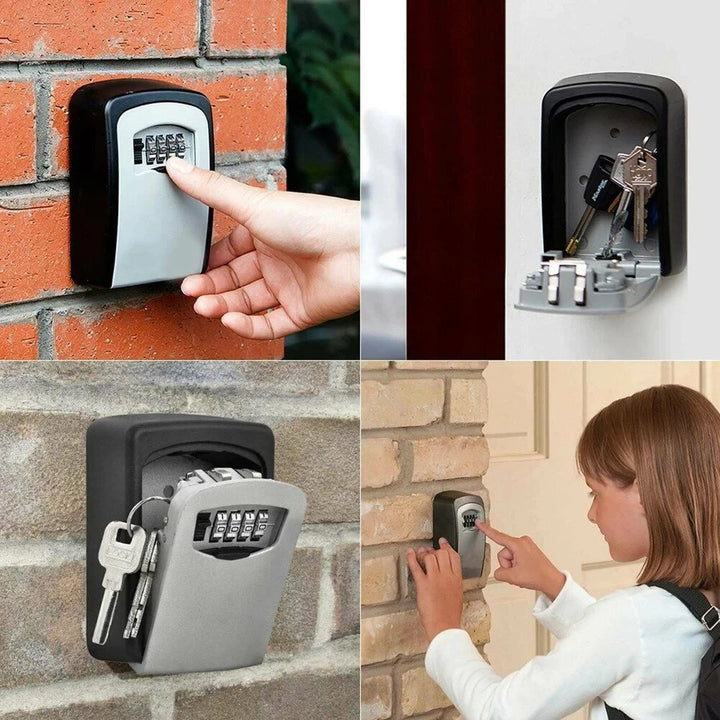 Wall Mount Key Lock Box 4 Digit Password Code Security Lock No Key for Home Office Key Safe Secret Storage Box Organizer Image 6