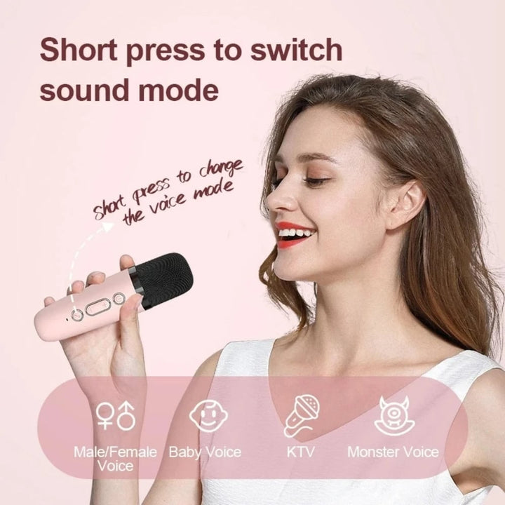 Mini Karaoke Machine for Kids and Adults Portable Speaker With 1-2 Wireless Microphone for Home KTV Birthday Party Image 2