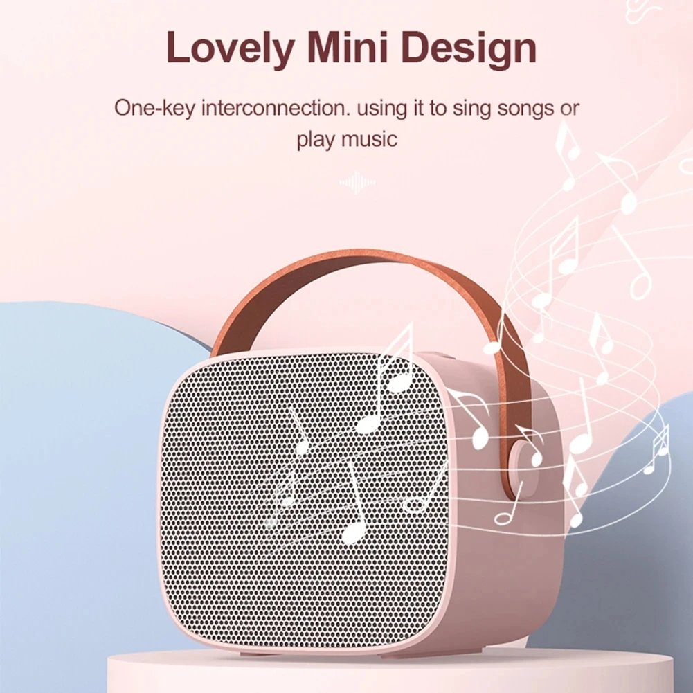 Mini Karaoke Machine for Kids and Adults Portable Speaker With 1-2 Wireless Microphone for Home KTV Birthday Party Image 3