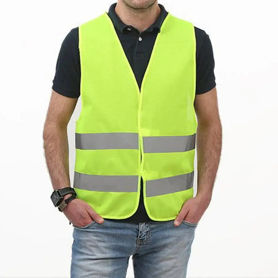 High Visibility Reflective Vest Yellow Outdoor Safety for Running Cycling 70x60cm Image 1