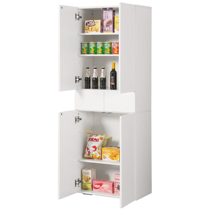 66-Inch White Kitchen Pantry Cabinet with 4 Doors 3 Shelves Adjustable Storage Image 2