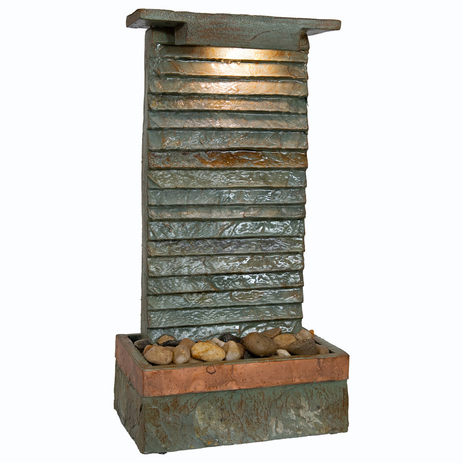 Sunnydaze Slate Ridge Outdoor Waterfall Fountain with Light - 19.5" Image 1