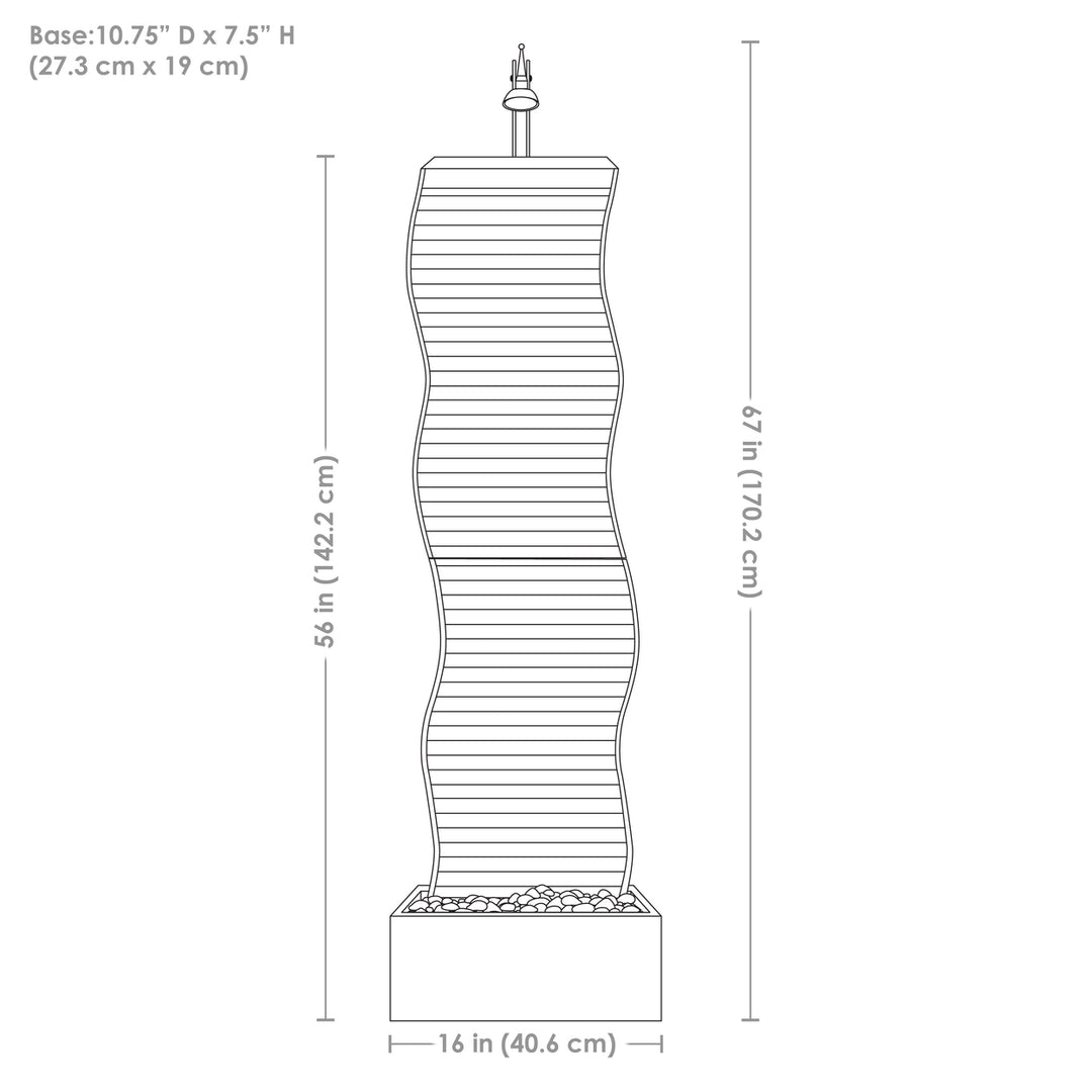 Sunnydaze Curved Ridge Indoor Waterfall Fountain with Spotlight - 56" Image 2