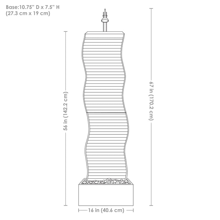 Sunnydaze Curved Ridge Indoor Waterfall Fountain with Spotlight - 56" Image 2