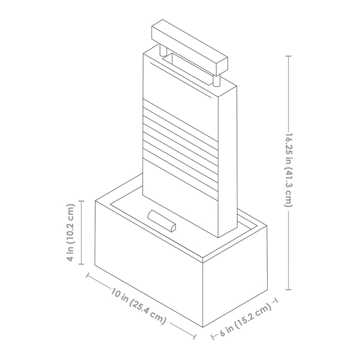 Sunnydaze Rainfall Ridged Slate Tabletop Fountain with Light - 16" Image 2