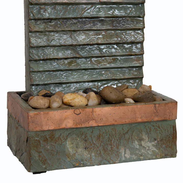 Sunnydaze Slate Ridge Outdoor Waterfall Fountain with Light - 19.5" Image 5