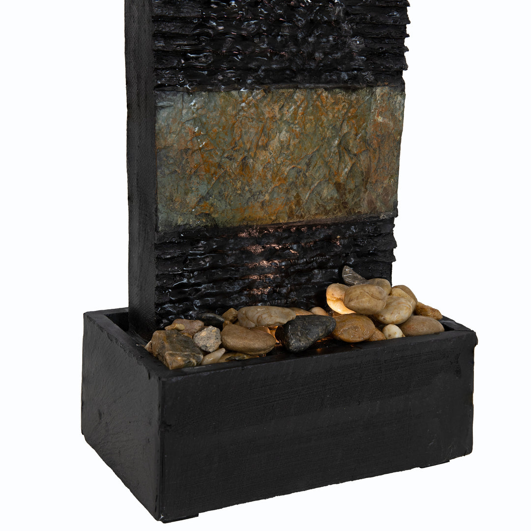 Sunnydaze Rainfall Ridged Slate Tabletop Fountain with Light - 16" Image 4