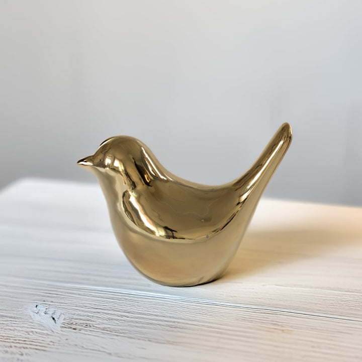 Ceramic Gold Bird Figurine Accent Table Decor 4x2x3 Jewelry Holder Ornament Image 5